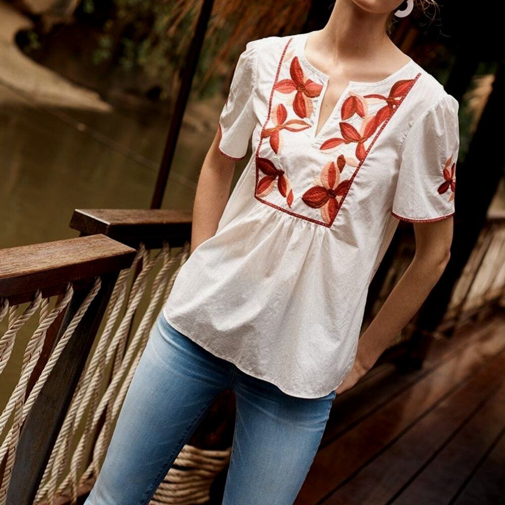 Madewell Fable Embroidered Boho Blouse  (Size M)